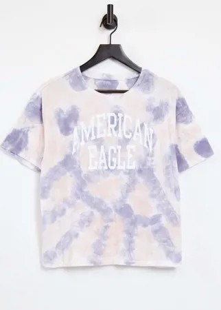 Футболка с принтом тай-дай и логотипом American Eagle-Многоцветный