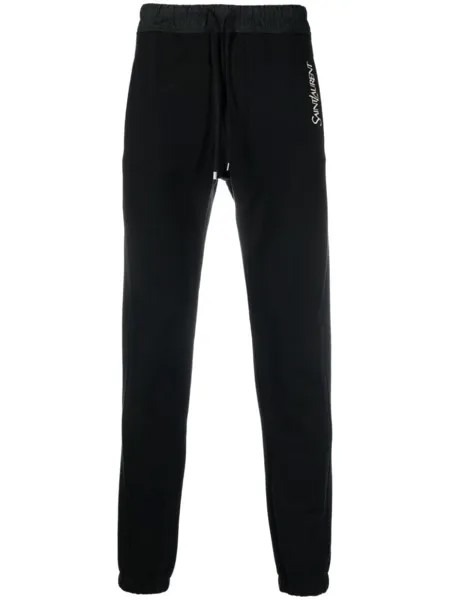 Saint Laurent спортивные брюки с вышитым логотипом, черный