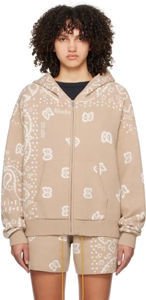 Бежевое жаккардовое худи Rhude