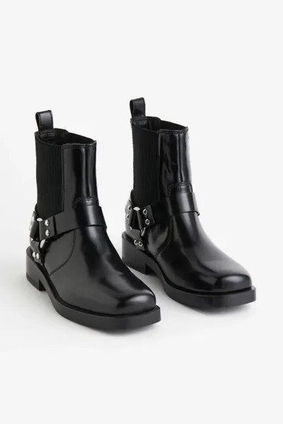 Кожаные рокерские ботинки H&M, черный