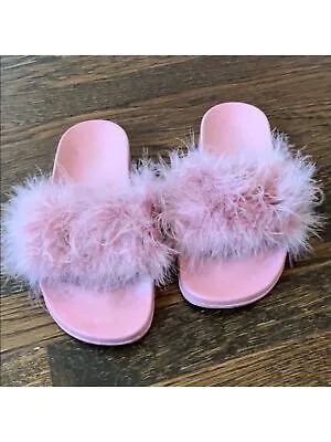 Женские шлепанцы INC с розовым пером и акцентом Marabou Open Toe Slip On Slide S