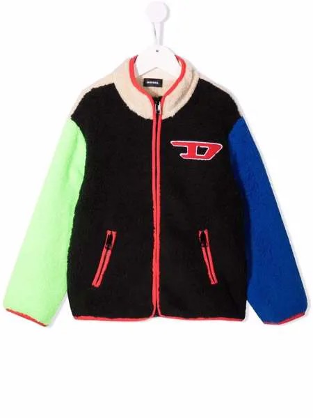 Diesel Kids флисовая куртка в стиле колор-блок
