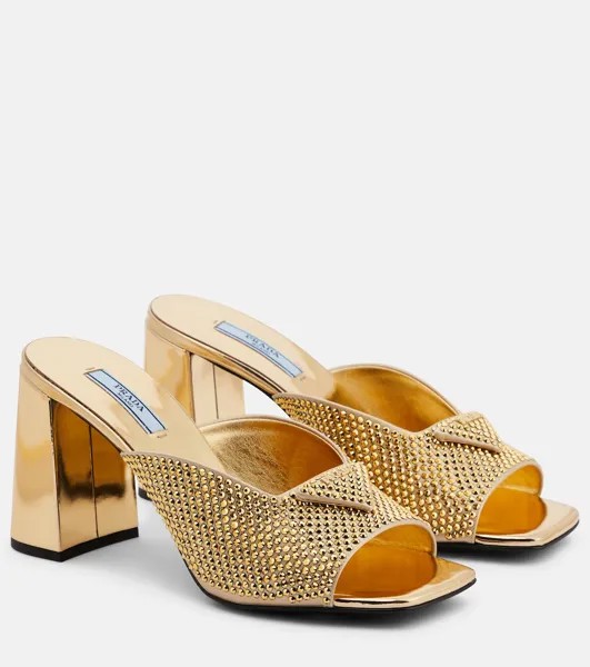 Мюли с кристаллами Prada, золотой