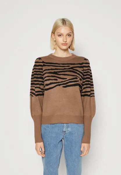 Свитшот VILA VIZEBRA PUFF, цвет brown/black