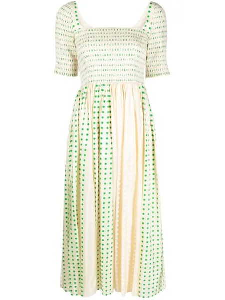 Tory Burch шелковое платье в горох, нейтральный цвет