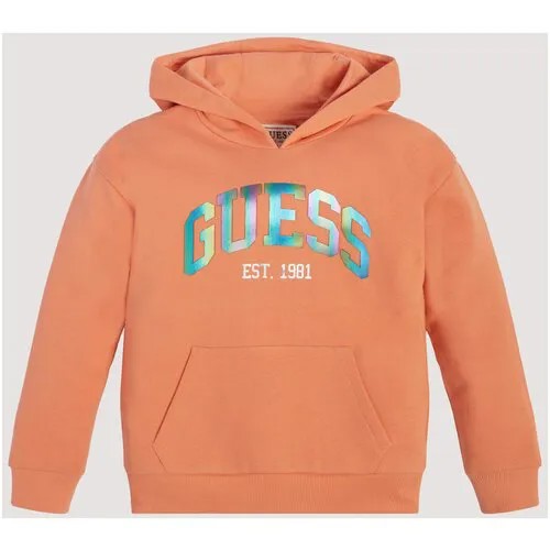 Толстовка GUESS, капюшон, карманы, размер 152, оранжевый