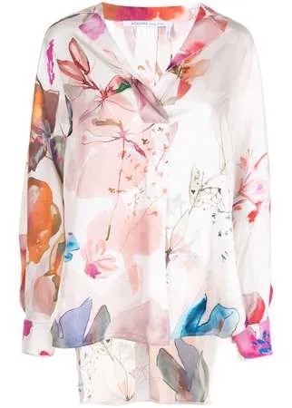 Agnona блузка с длинными рукавами и цветочным принтом