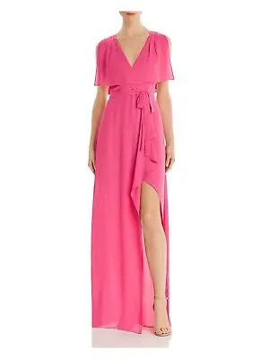 BCBG MAXAZRIA Женское розовое коктейльное платье с короткими рукавами и поясом в полный рост 0