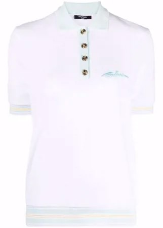 Balmain рубашка поло с вышитым логотипом