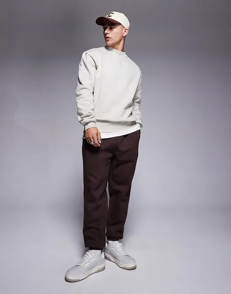 ASOS DESIGN – Premium – темно-коричневые толстые зауженные джоггеры, 400 г/м²