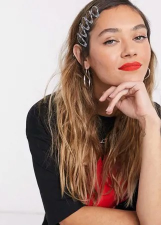 Набор из 6 заколок для волос с зебровым принтом ASOS DESIGN-Мульти