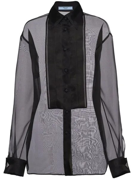 Prada прозрачная рубашка из органзы, черный
