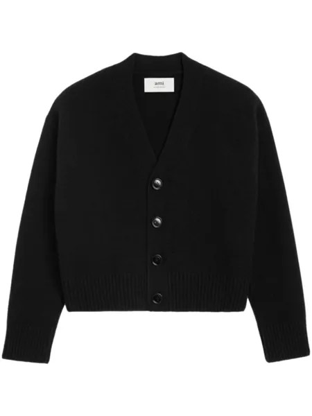 AMI Paris шерстяной кардиган с V-образным вырезом, черный