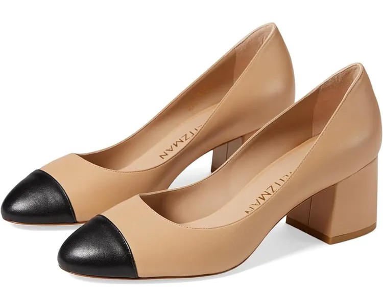 Туфли Stuart Weitzman Flareblock 60 Pump, цвет Adobe/Black
