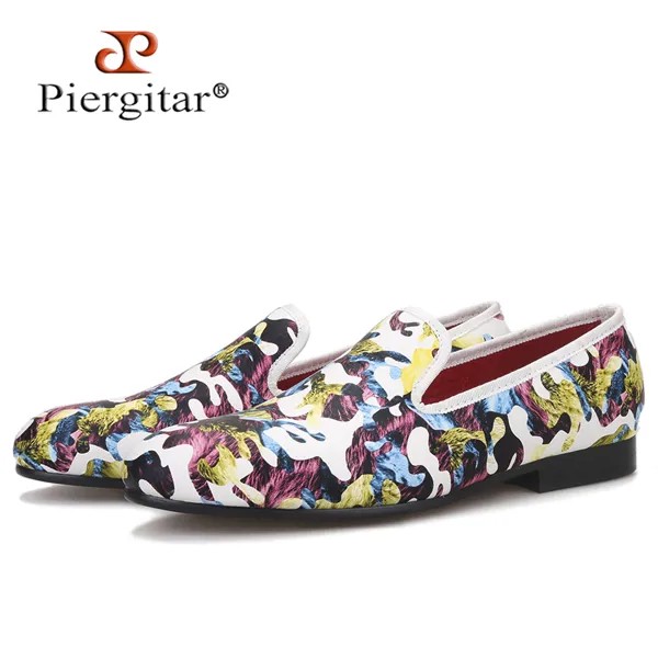 Piergitar 2020 новые Разноцветные тропические камуфляжные мужские туфли ПУ мужские лоферы ручной работы первый выбор для банкета и вечерние