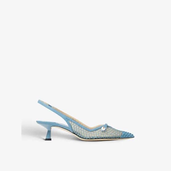 Туфли-лодочки Amita 45 на каблуке с открытой пяткой и острым носком Jimmy Choo, синий