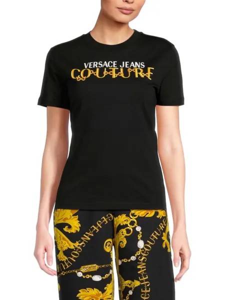 Футболка с круглым вырезом и логотипом Versace, цвет Black Gold