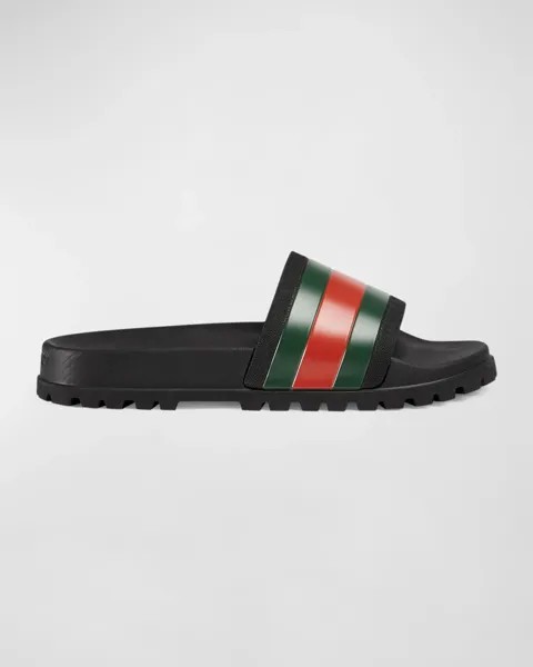 Мужские шлепанцы Pursuit Trek Web Gucci, цвет Black