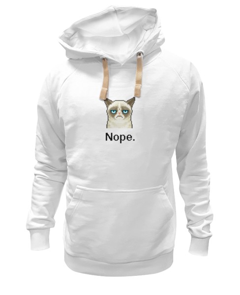 Худи Printio Сердитый котик / grumpy cat (пиксельный) белое 2XL