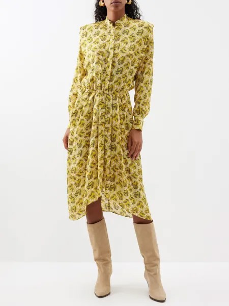 Платье миди из крепа lokeya с цветочным принтом Isabel Marant, желтый