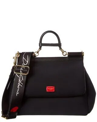 Dolce - Gabbana Sicily Женская сумка-портфель из неопрена и кожи, черная