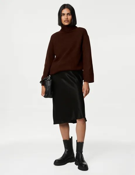 Длинный джемпер из переработанной смеси с воротником-стойкой Marks & Spencer