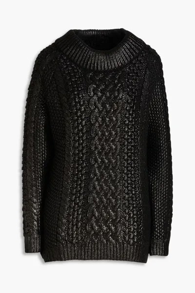 Шерстяной свитер косой вязки с пропиткой Alberta Ferretti, черный