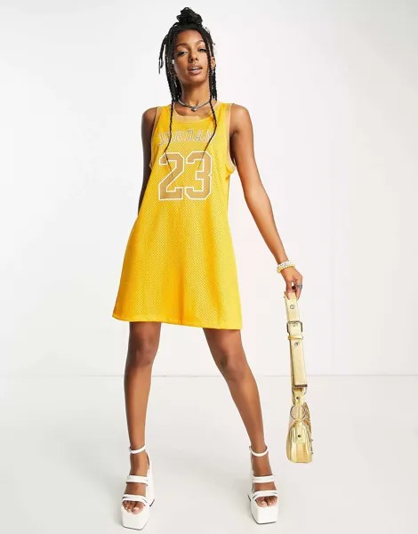 Желтое баскетбольное платье-майка Jordan Heritage