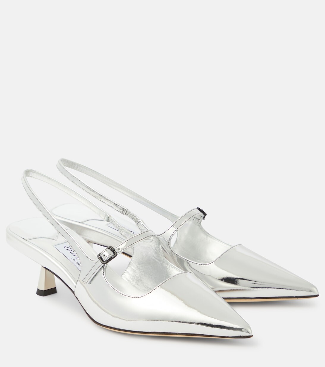 Туфли Didi 45 из кожи с эффектом металлик с пяткой на пятке Jimmy Choo, серебряный