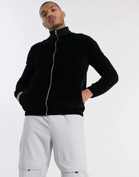 Велюровая олимпийка ASOS DESIGN-Черный
