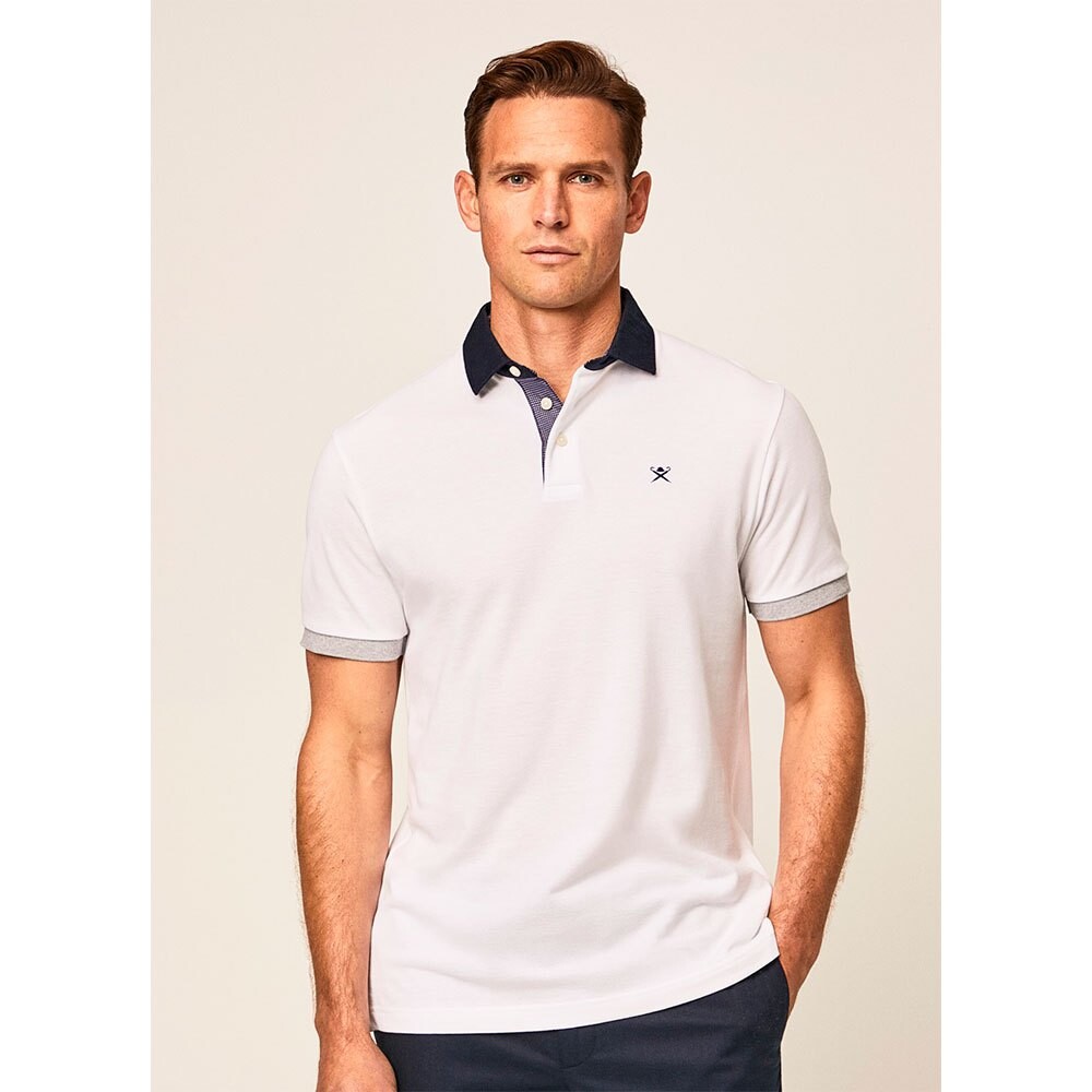 Поло с коротким рукавом Hackett Woven Collar, белый