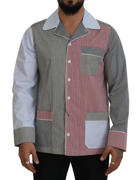 DOLCE - GABBANA Мужские разноцветные лоскутные хлопковые рубашки с длинными рукавами 40/15,75 долларов США/м 1050 долларов США