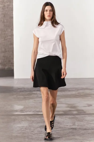 Расклешенная юбка мини ZARA, черный