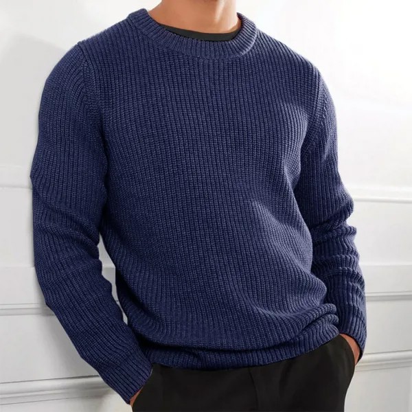 Мужской повседневный однотонный пуловер-свитер
