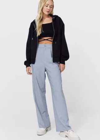 Stradivarius Худи Оверсайз На Молнии Черный M