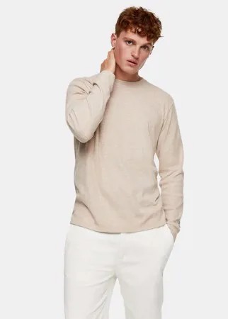 Бежевый лонгслив в рубчик Topman-Белый