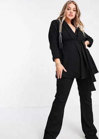 Трикотажный пиджак с запахом ASOS DESIGN Curve-Черный цвет