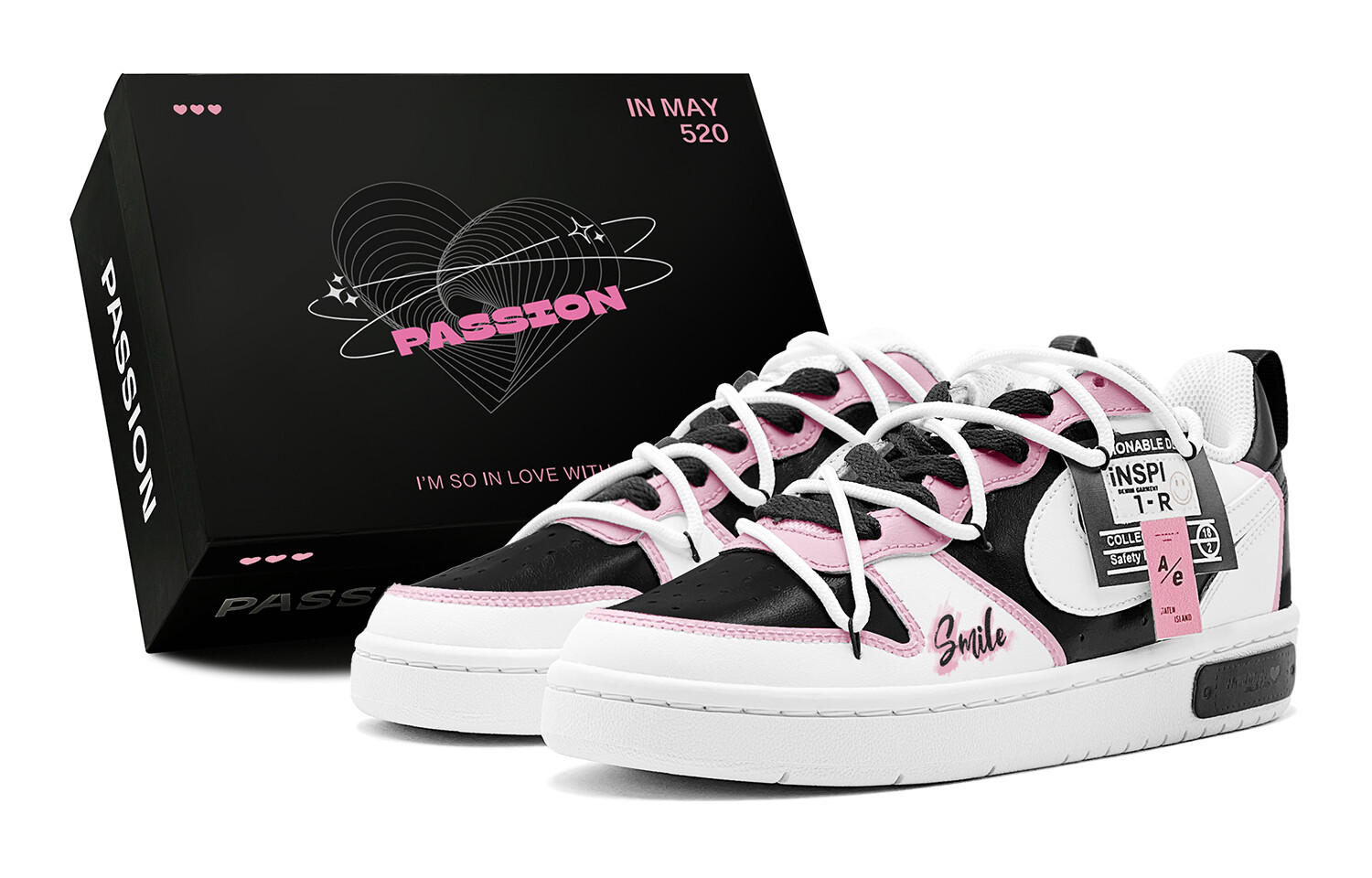 Кроссовки Nike Court Borough Skateboarding Shoes Women's Low-top Black/powder, черный/розовый