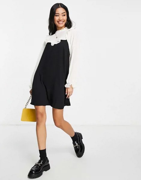 Черное платье-рубашка «2 в 1» New Look-Черный
