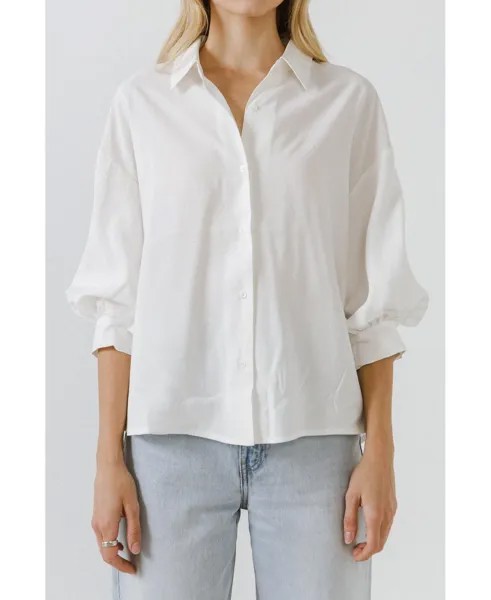Женская рубашка с объемными рукавами English Factory, белый