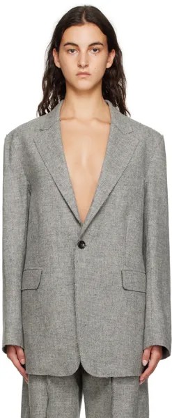 Серый пиджак с необработанным кроем R13