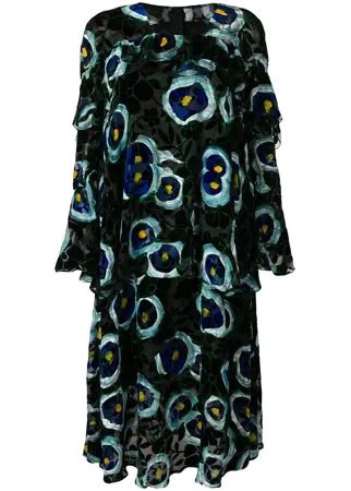 Talbot Runhof velvet floral print dress