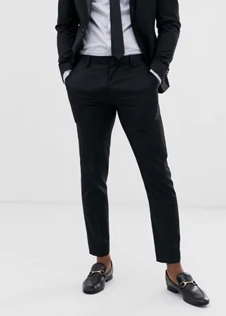 Черные шерстяные брюки скинни под смокинг ASOS DESIGN-Черный