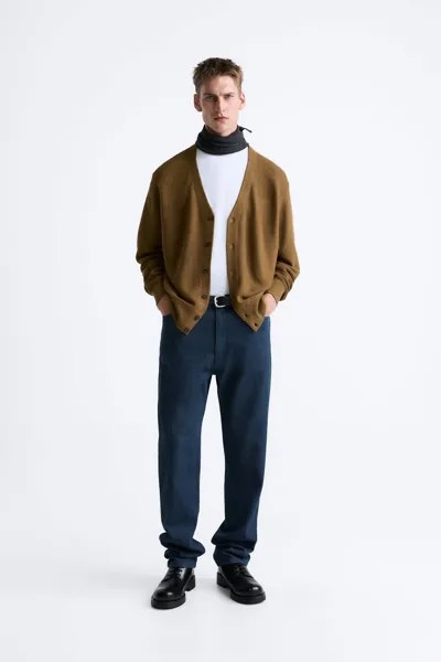Кардиган из фетра ZARA, зеленый
