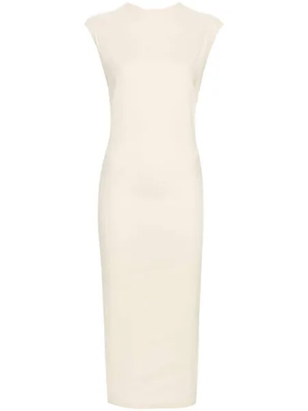 Issey Miyake фактурное платье миди Membrane, нейтральный цвет