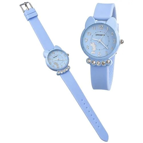 Наручные часы кварцевые, корпус пластик, ремешок силикон, голубой
