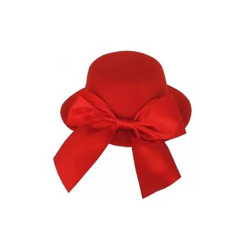 Шляпка цилиндр карнавальная с бантом на заколке, 13 см, цвет красный