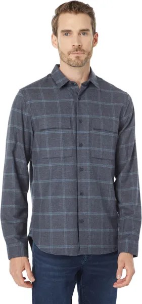 Рубашка Vince Houndstooth Windowpane Long Sleeve, цвет River Blue
