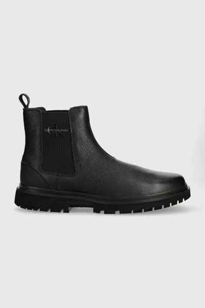 Кожаные ботильоны EVA MID CHELSEA BOOT LTH Calvin Klein Jeans, черный