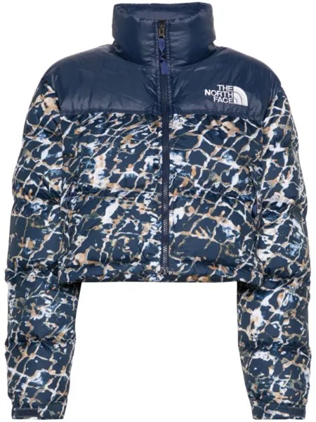 The North Face стеганая куртка с абстрактным принтом, синий